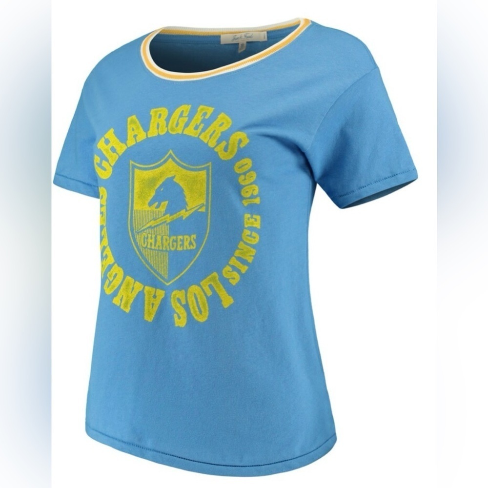 Women's Junk Food Powder Blue Los Angeles Chargers Kick Off Tri-Blend T-Shirt